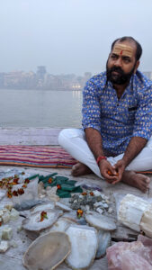 Crystal Blessings ceremony at Ganges River in India