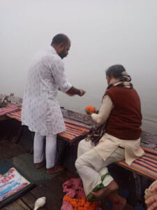 Sacred ceremony on the banks of the Ganges River